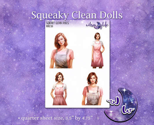 Squeaky Clean Dolls deco planner stickers, WW634