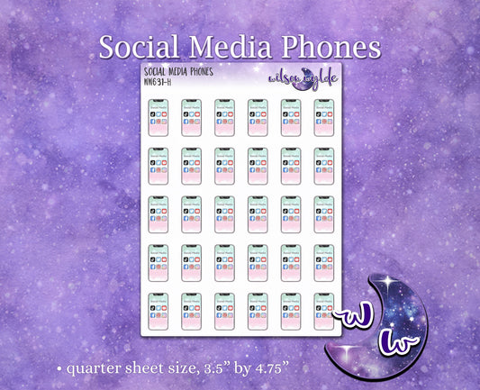Social Media Phones deco planner stickers, WW631
