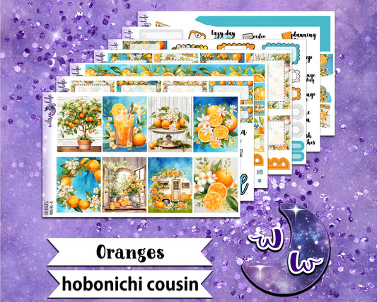 Oranges full weekly sticker kit, HOBONICHI COUSIN format, a la carte and bundle options. WW646