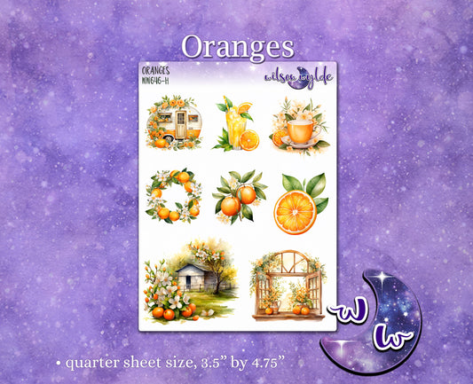 Oranges deco planner stickers, WW646