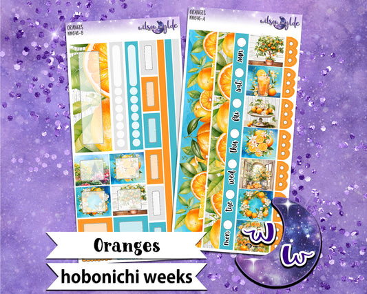 Oranges weekly sticker kit, HOBONICHI WEEKS format, a la carte and bundle options. WW646