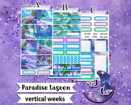 Paradise Lagoon weekly sticker kit, VERTICAL WEEKS format, Print Pression weeks, a la carte and bundle options. WW647