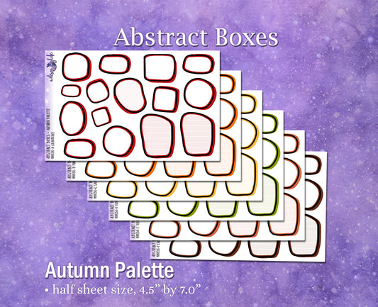 Abstract Boxes, Autumn palette, functional deco planner stickers, WW656