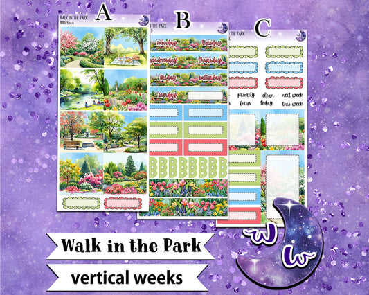 Walk in the Park weekly sticker kit, VERTICAL WEEKS format, Print Pression weeks, a la carte and bundle options. WW635