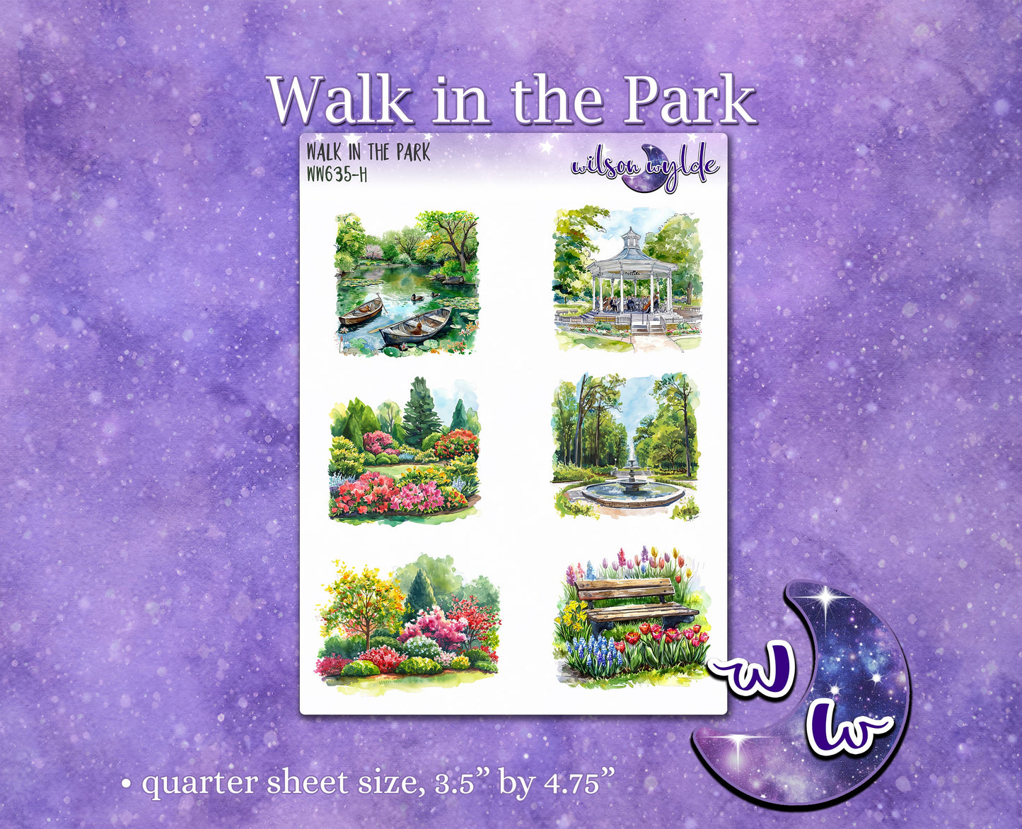 Walk in the Park deco planner stickers, WW635