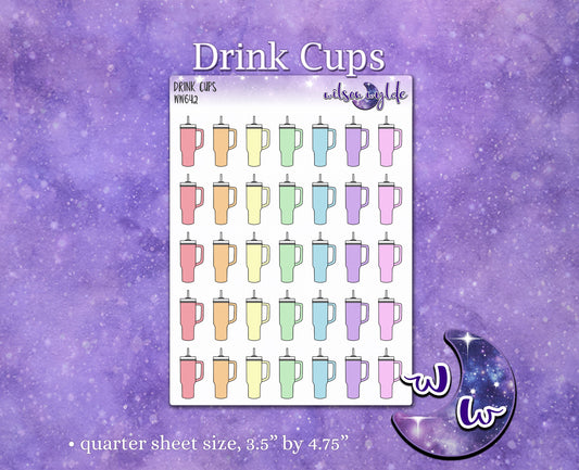 Drink cups, 40 oz water cups deco planner stickers, WW642