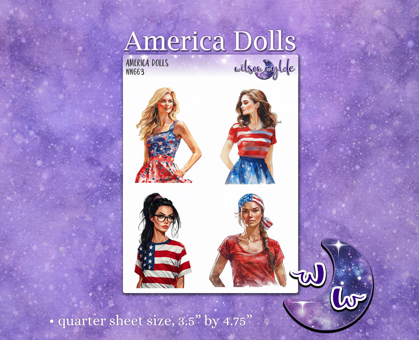 America Dolls deco planner stickers, WW663