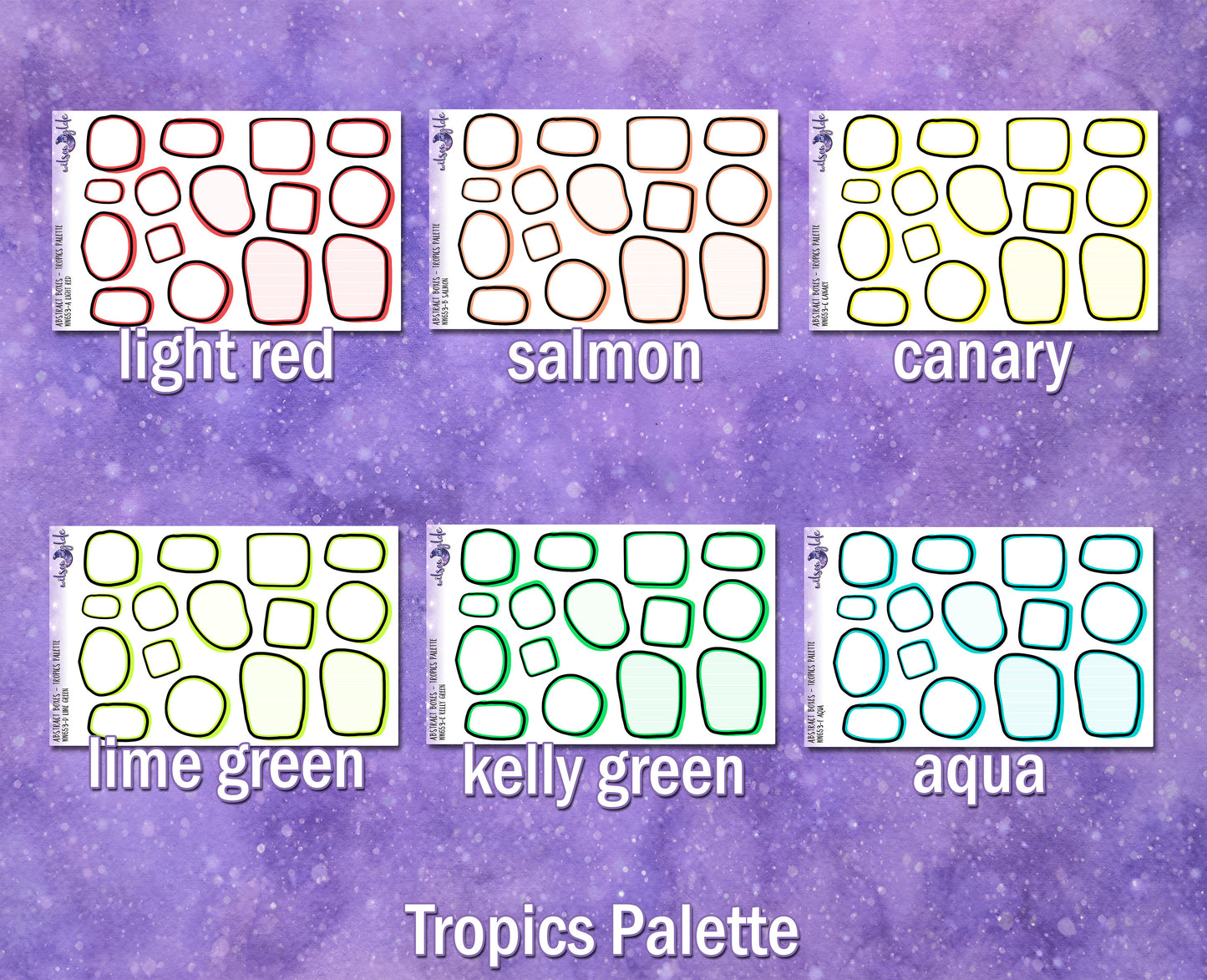 Abstract Boxes, Tropics palette, functional deco planner stickers, WW653