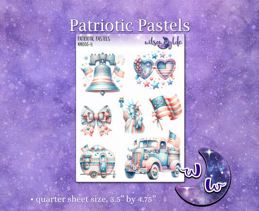 Patriotic Pastels deco planner stickers, WW666