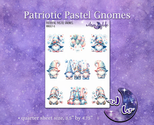 Patriotic Pastel Gnomes deco planner stickers, WW667