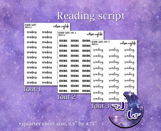 Reading script planner stickers, Foiling available WW669