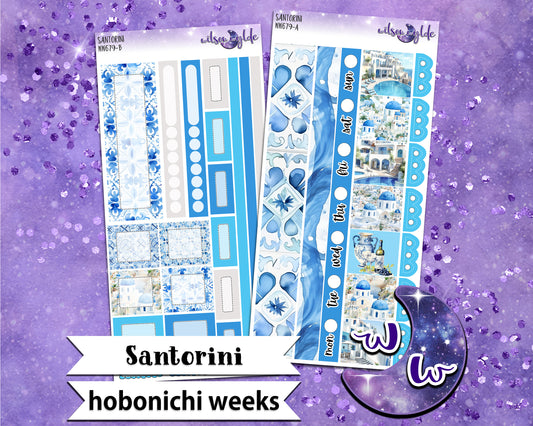 Santorini weekly sticker kit, HOBONICHI WEEKS format, a la carte and bundle options. WW679