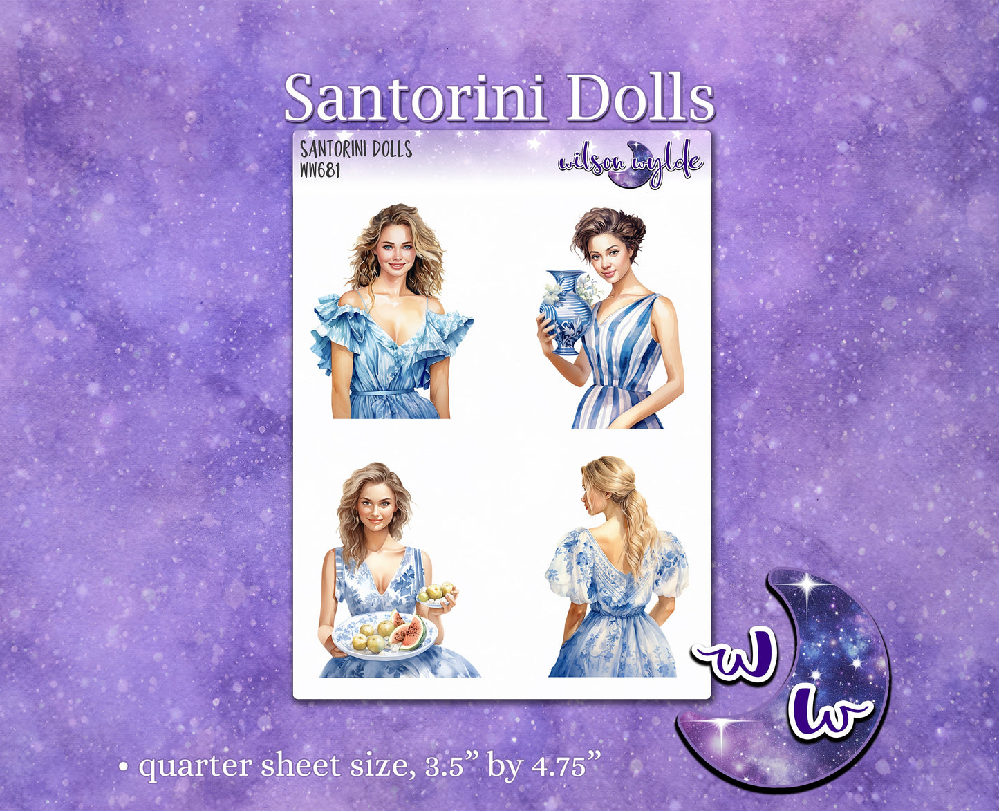 Santorini Dolls deco planner stickers, WW681