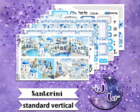 Santorini full weekly sticker kit, STANDARD VERTICAL format, a la carte and bundle options. WW679