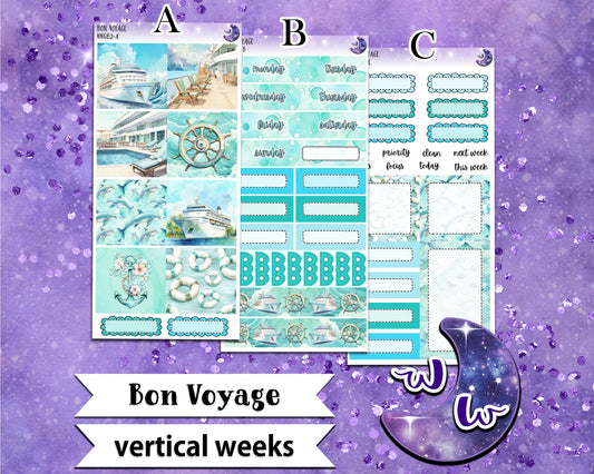 Bon Voyage weekly sticker kit, VERTICAL WEEKS format, Print Pression weeks, a la carte and bundle options. WW682