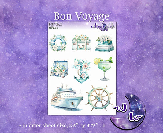 Bon Voyage deco planner stickers, WW682