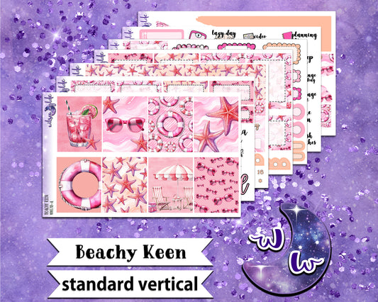 Beachy Keen full weekly sticker kit, STANDARD VERTICAL format, a la carte and bundle options. WW678