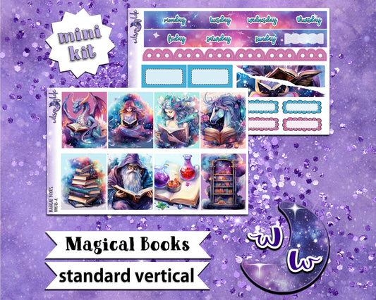 Magical Books mini weekly sticker kit, STANDARD VERTICAL format, a la carte and bundle options. WW645