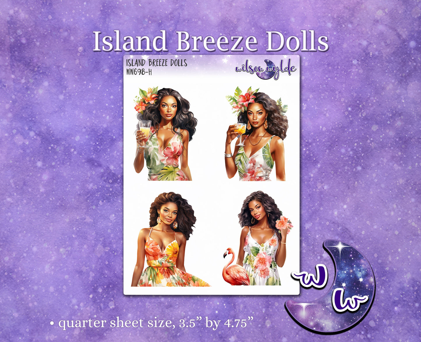 Island Breeze Dolls deco planner stickers, WW698