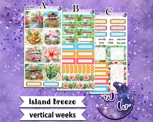 Island Breeze weekly sticker kit, VERTICAL WEEKS format, Print Pression weeks, a la carte and bundle options. WW696