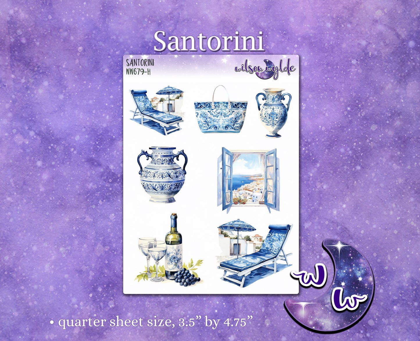 Santorini deco planner stickers, WW679