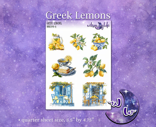 Greek Lemons deco planner stickers, WW699