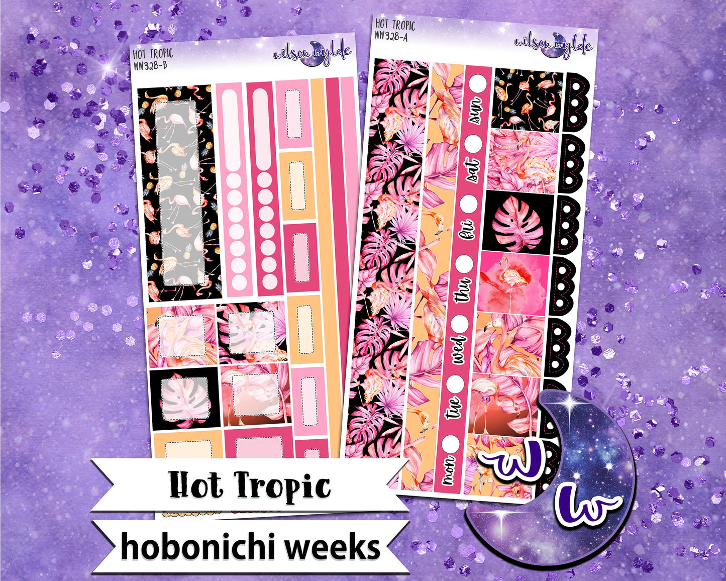 Hot Tropic weekly sticker kit, HOBONICHI WEEKS format, a la carte and bundle options. WW328