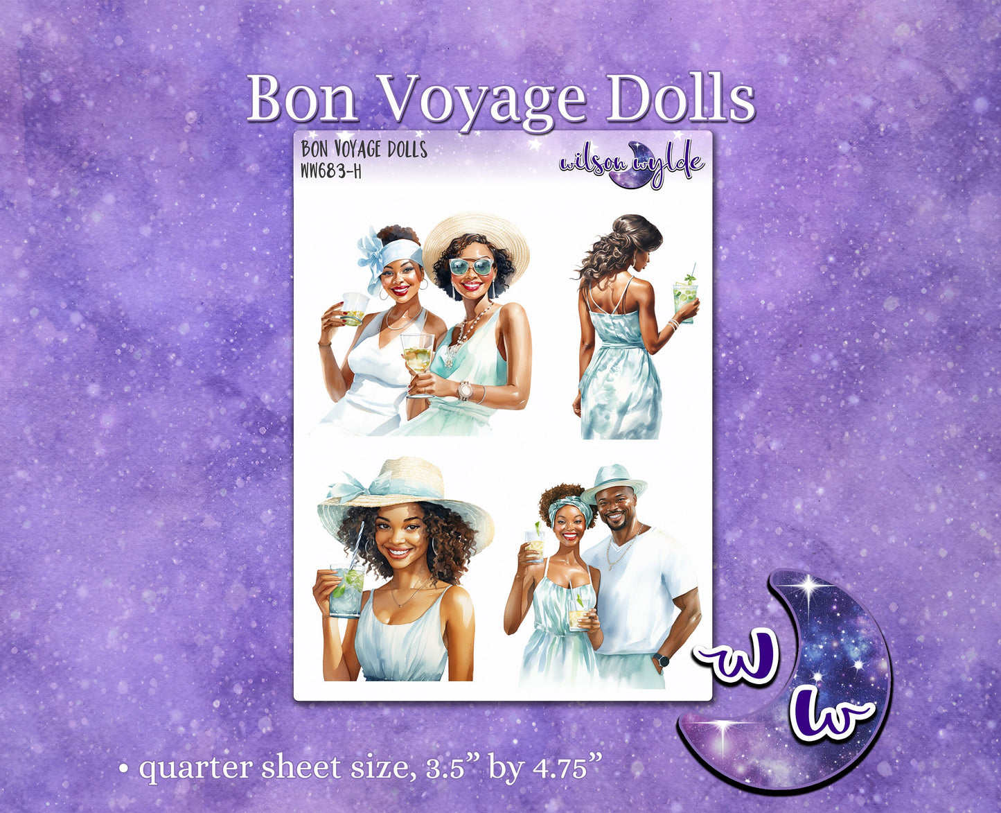 Bon Voyage Dolls deco planner stickers, WW683