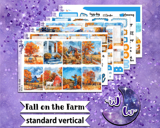 Fall on the Farm full weekly sticker kit, STANDARD VERTICAL format, a la carte and bundle options. WW700