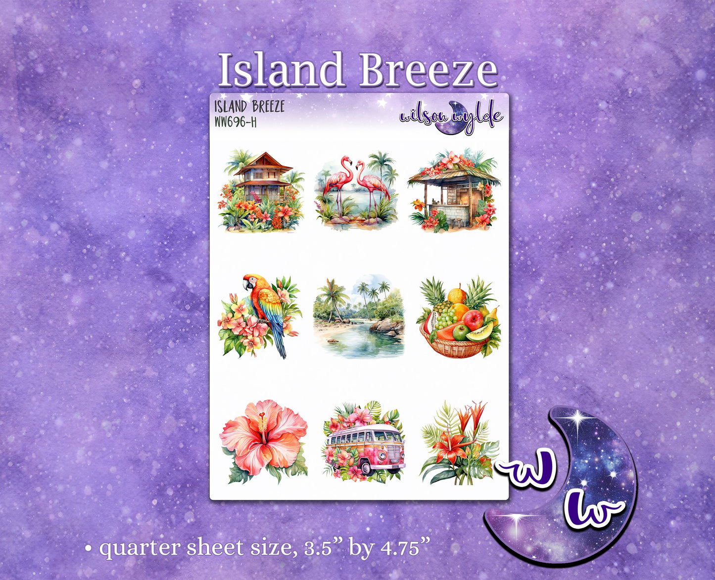 Island Breeze deco planner stickers, WW696