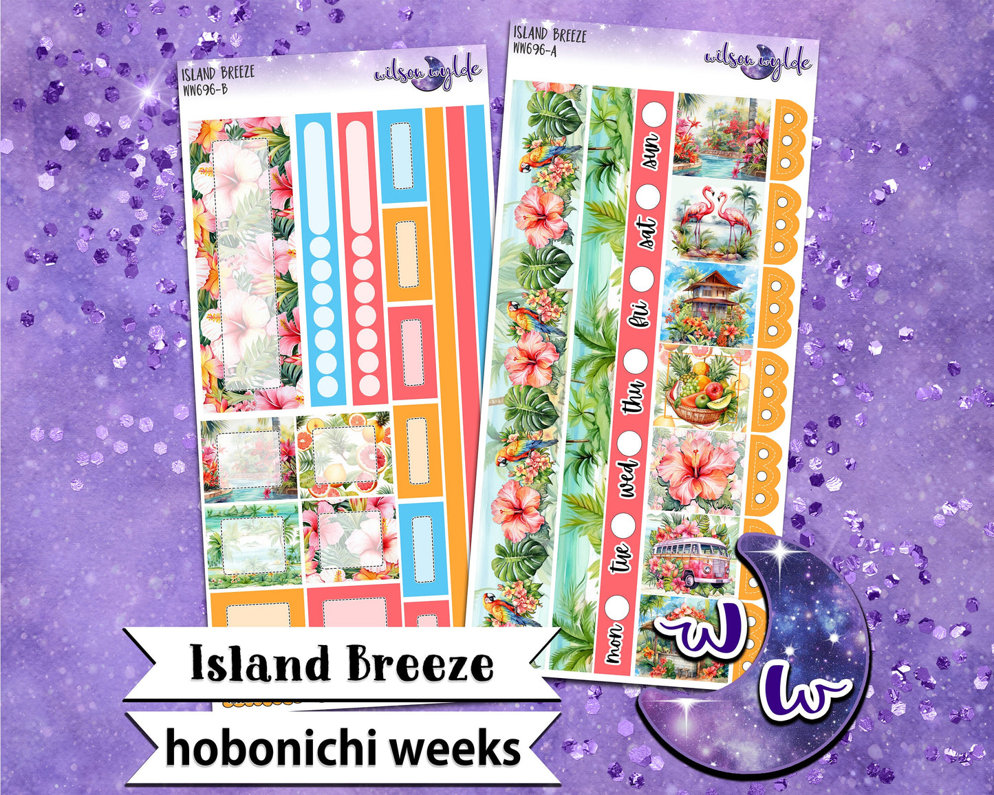 Island Breeze weekly sticker kit, HOBONICHI WEEKS format, a la carte and bundle options. WW696