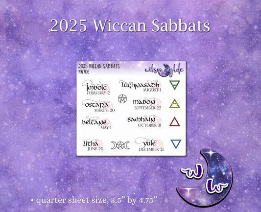 2025 Wiccan Sabbat planner stickers, WW706