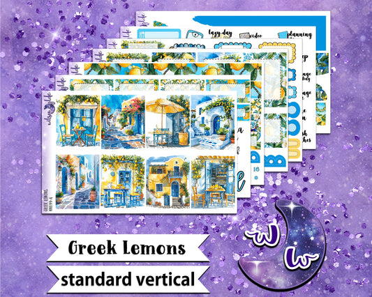 Greek Lemons full weekly sticker kit, STANDARD VERTICAL format, a la carte and bundle options. WW699