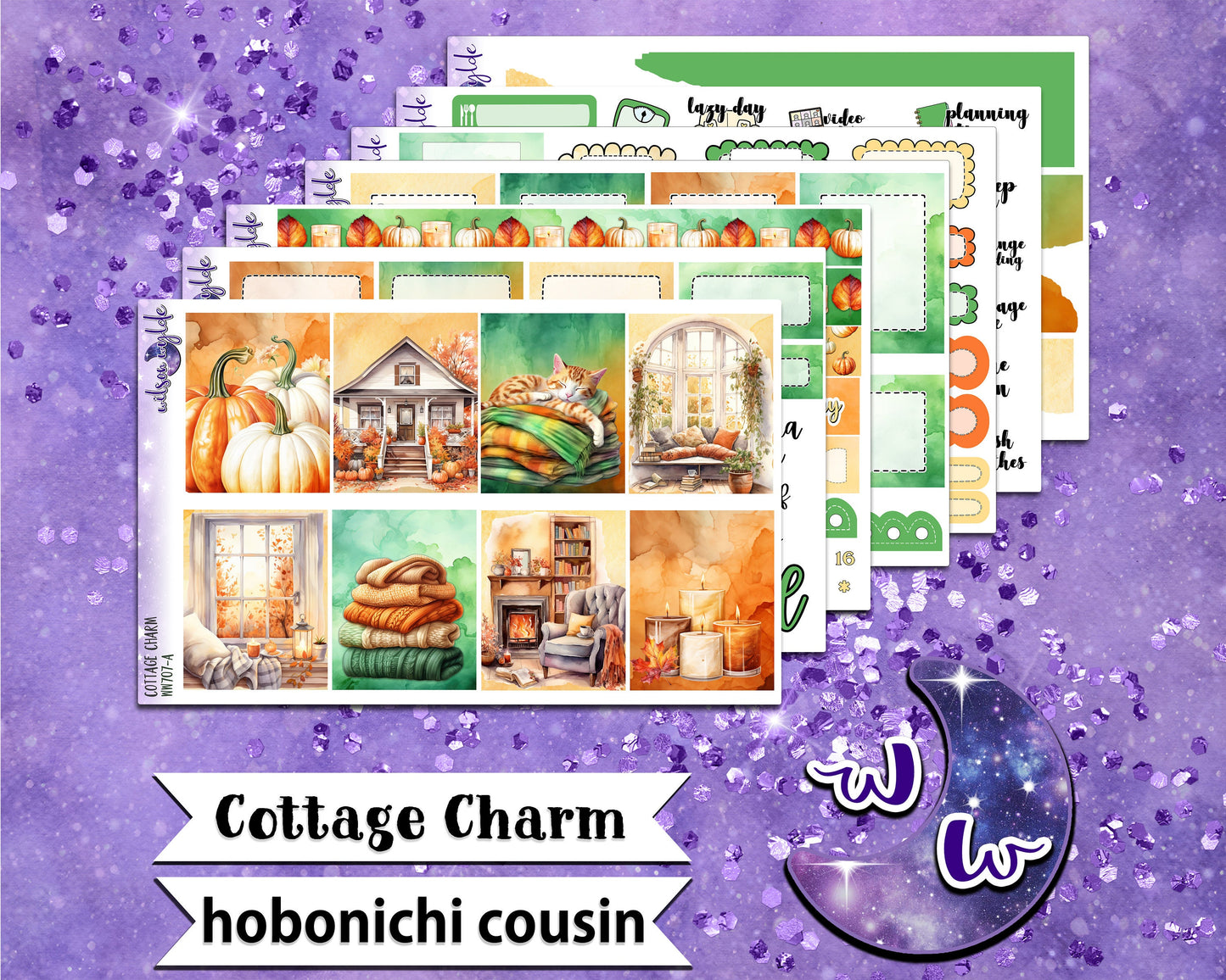 Cottage Charm full weekly sticker kit, HOBONICHI COUSIN format, a la carte and bundle options. WW707