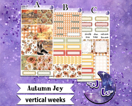 Autumn Joy weekly sticker kit, VERTICAL WEEKS format, Print Pression weeks, a la carte and bundle options. WW366