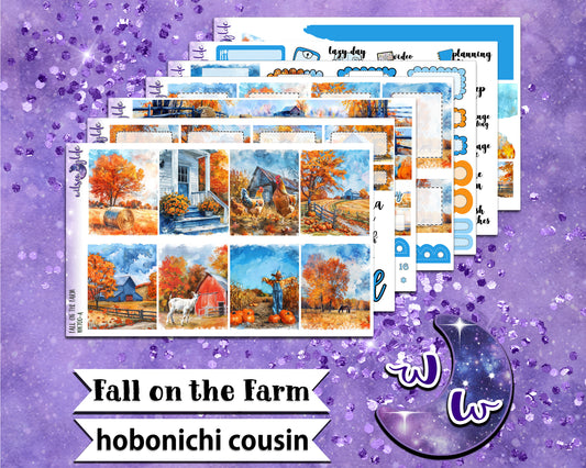 Fall on the Farm full weekly sticker kit, HOBONICHI COUSIN format, a la carte and bundle options. WW700