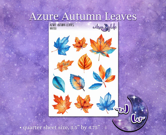 Azure Autumn Leaves deco planner stickers, WW701