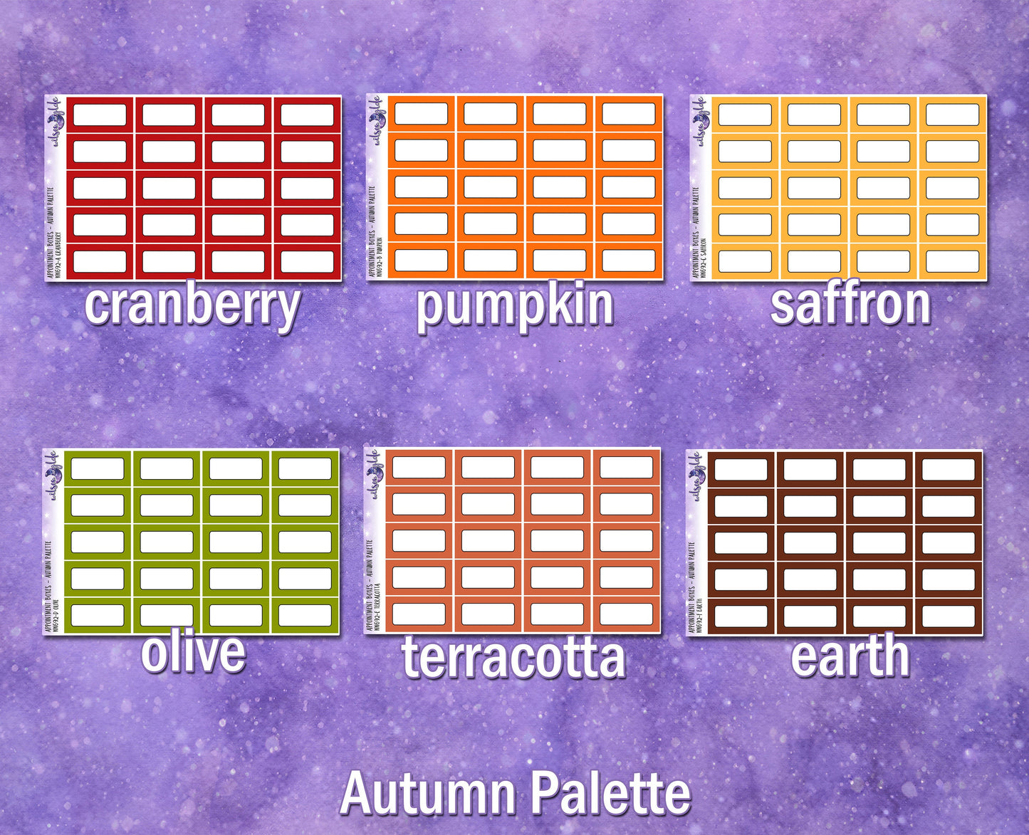 Appointment boxes, Autumn palette, functional deco planner stickers, WW692