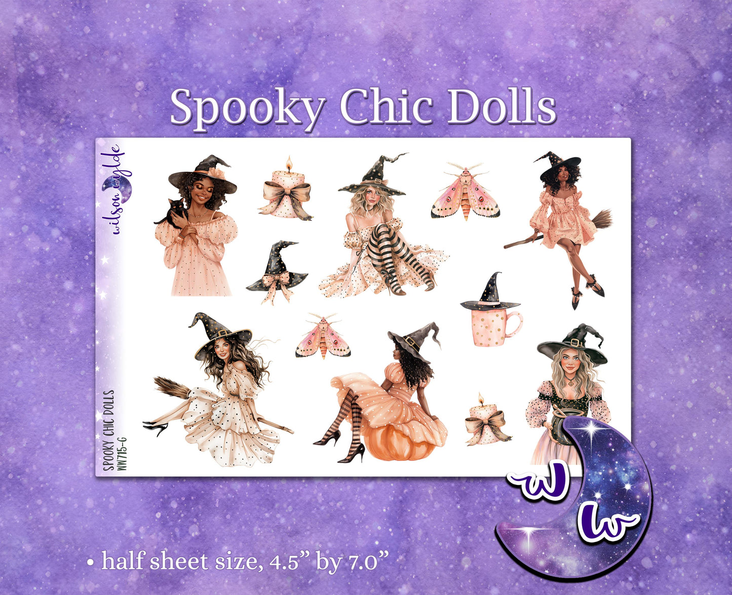 Spooky Chic Dolls deco planner stickers, WW715