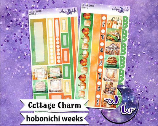 Cottage Charm weekly sticker kit, HOBONICHI WEEKS format, a la carte and bundle options. WW707