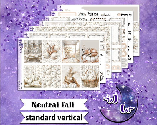 Neutral Fall full weekly sticker kit, STANDARD VERTICAL format, a la carte and bundle options. WW723