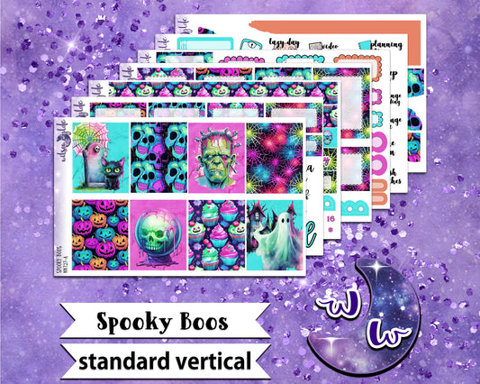 Spooky Boos full weekly sticker kit, STANDARD VERTICAL format, a la carte and bundle options. WW727