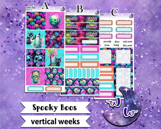 Spooky Boos weekly sticker kit, VERTICAL WEEKS format, Print Pression weeks, a la carte and bundle options. WW727