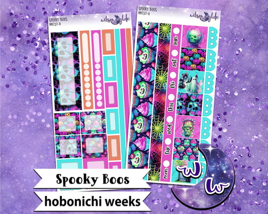 Spooky Boos weekly sticker kit, HOBONICHI WEEKS format, a la carte and bundle options. WW727