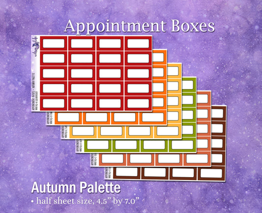 Appointment boxes, Autumn palette, functional deco planner stickers, WW692