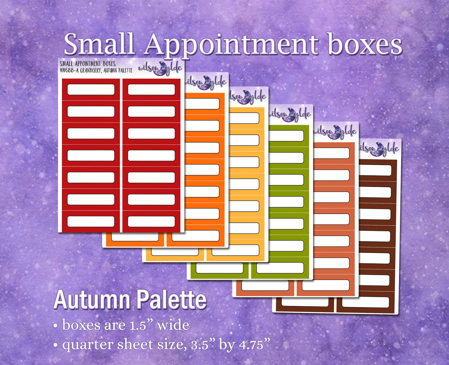 Small Appointment boxes, quarter boxes, Autumn palette, functional deco planner stickers, WW688