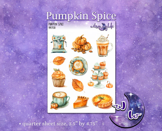 Pumpkin Spice deco planner stickers, WW708