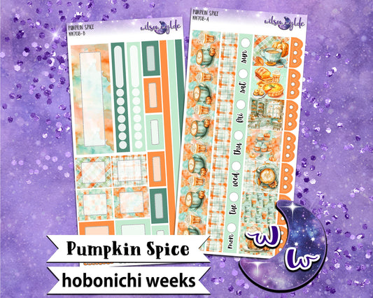 Pumpkin Spice weekly sticker kit, HOBONICHI WEEKS format, a la carte and bundle options. WW708