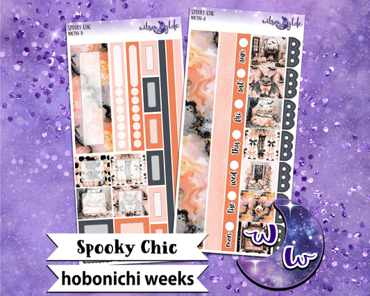 Spooky Chic weekly sticker kit, HOBONICHI WEEKS format, a la carte and bundle options. WW714