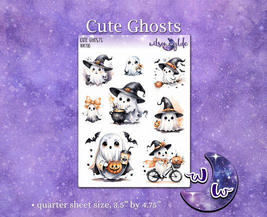 Cute Ghosts deco planner stickers, WW716